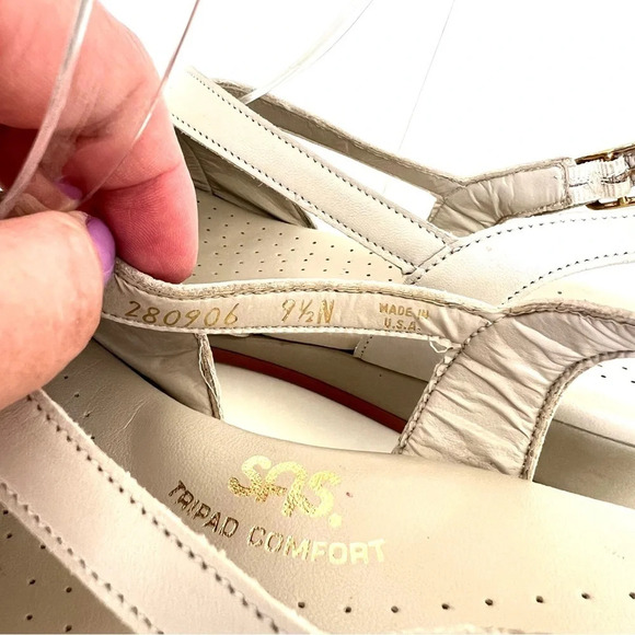 SAS Caress Cross Strap Wedge Sandal in Bone Size 9.5 - Picture 7 of 12